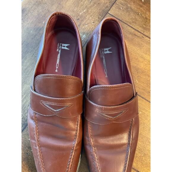 Moreschi Leather Penny Loafers Slip-On Shoes Size 8 Vera Gomma Italy Brown main image 8